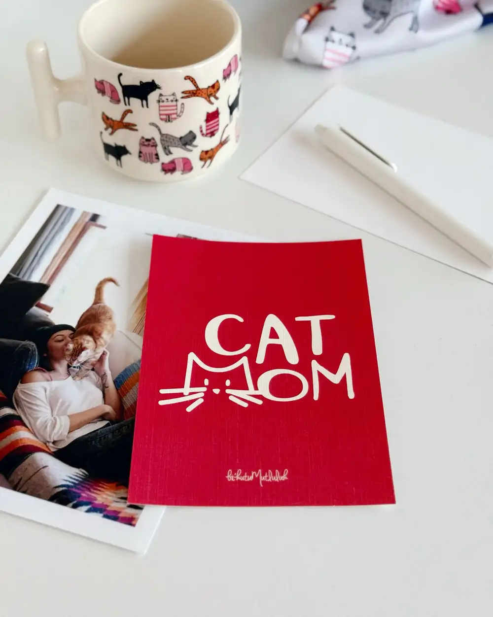 Kedi Annesine Motto Kartı Kartpostal