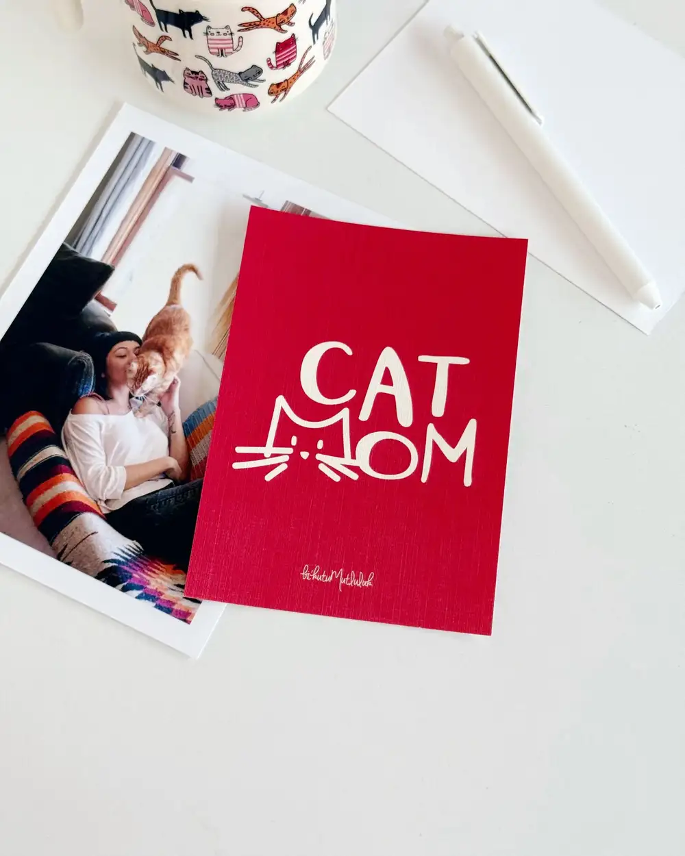 Kedi Annesine Motto Kartı Kartpostal