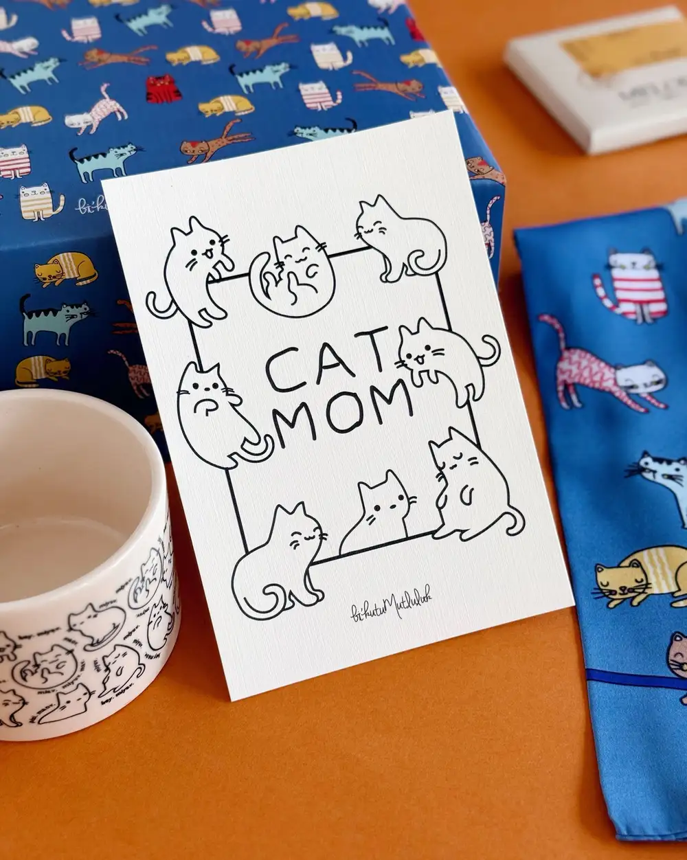 Cat Mom Motto Kartı Kartpostal
