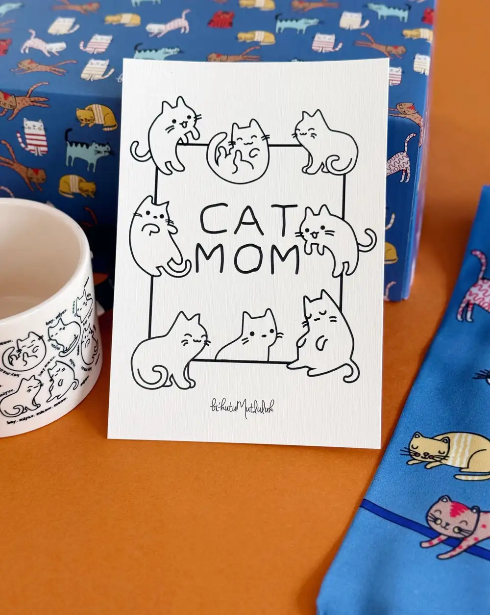 Cat Mom Motto Kartı Kartpostal