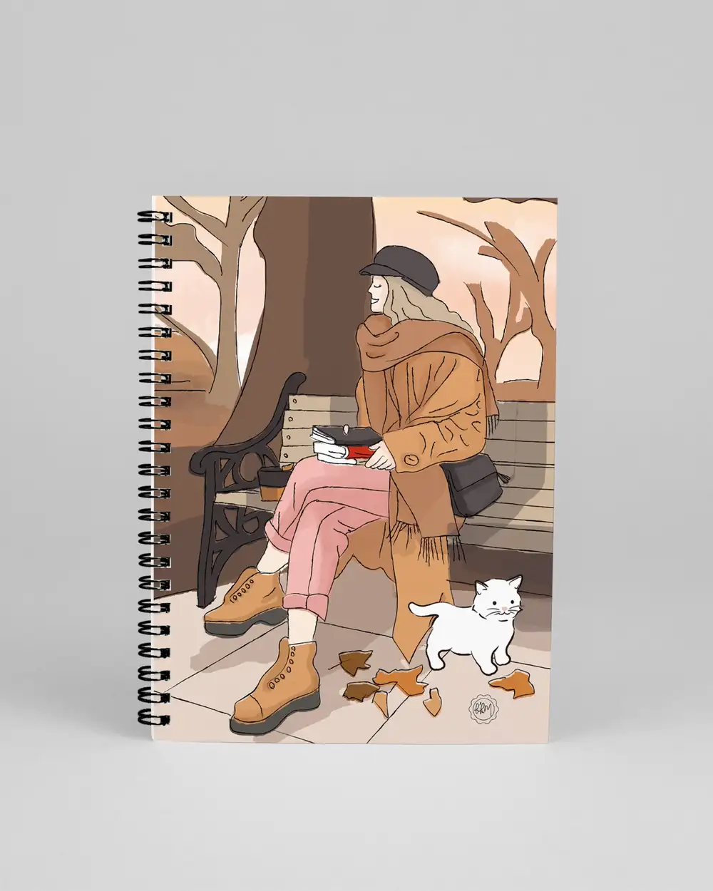 N219 Sonbahar Kızı Çizimli A5 Spiralli Defter