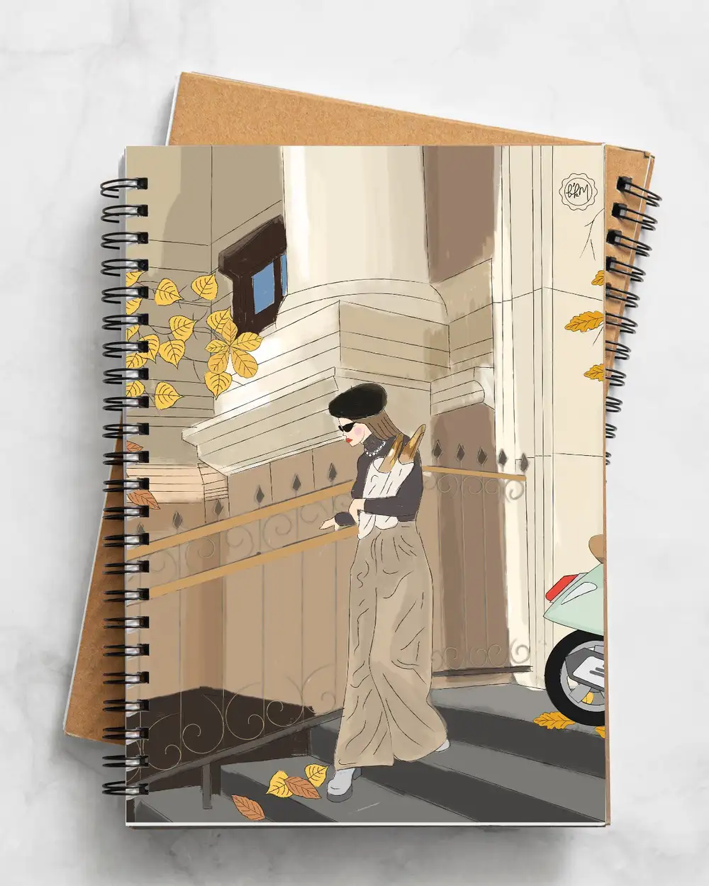 N227 Parizyen Kız Çizimli A5 Spiralli Defter