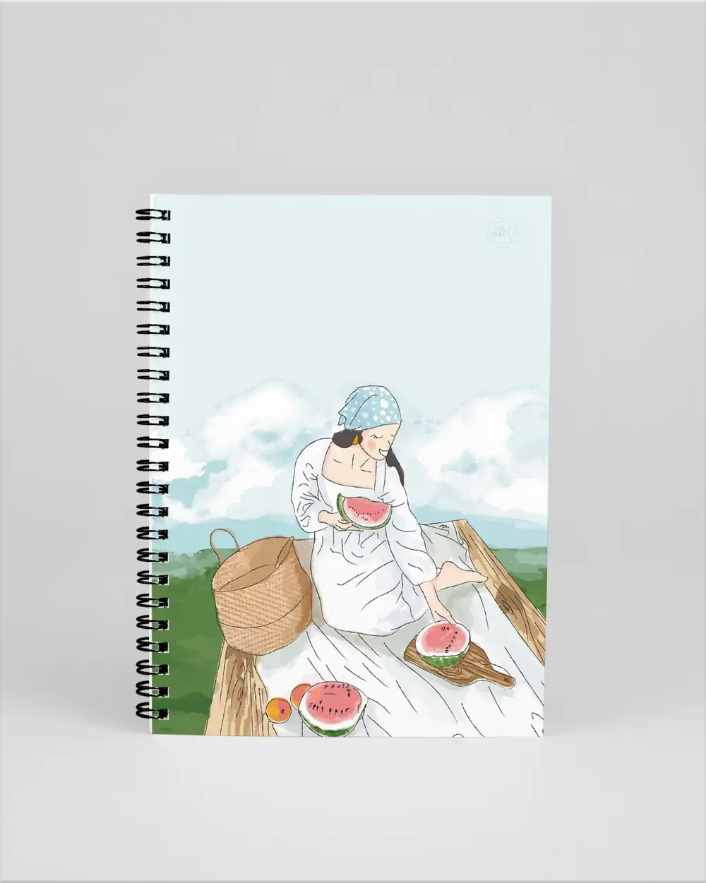 N236 Yaz Pikniği Kız Çizimli A5 Spiralli Defter