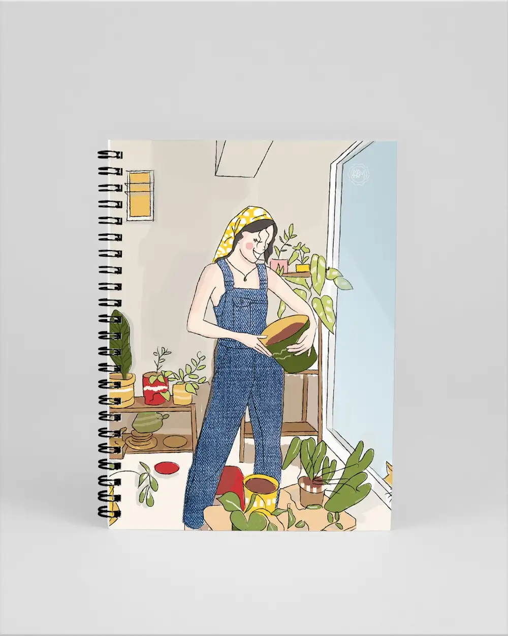 N237 Yeşil Bitkiler Kız Çizimli A5 Spiralli Defter