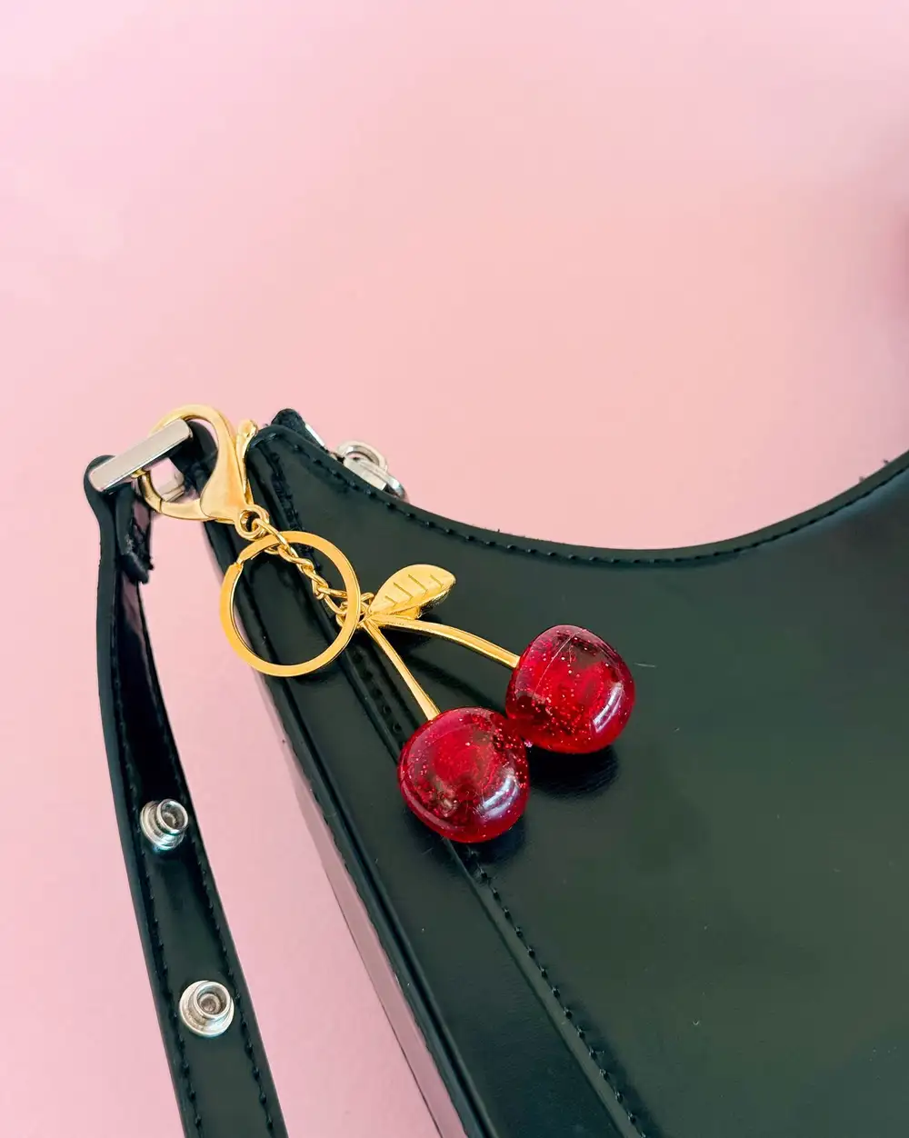 Kiraz Gold Charm Çanta Cherry Anahtarlık