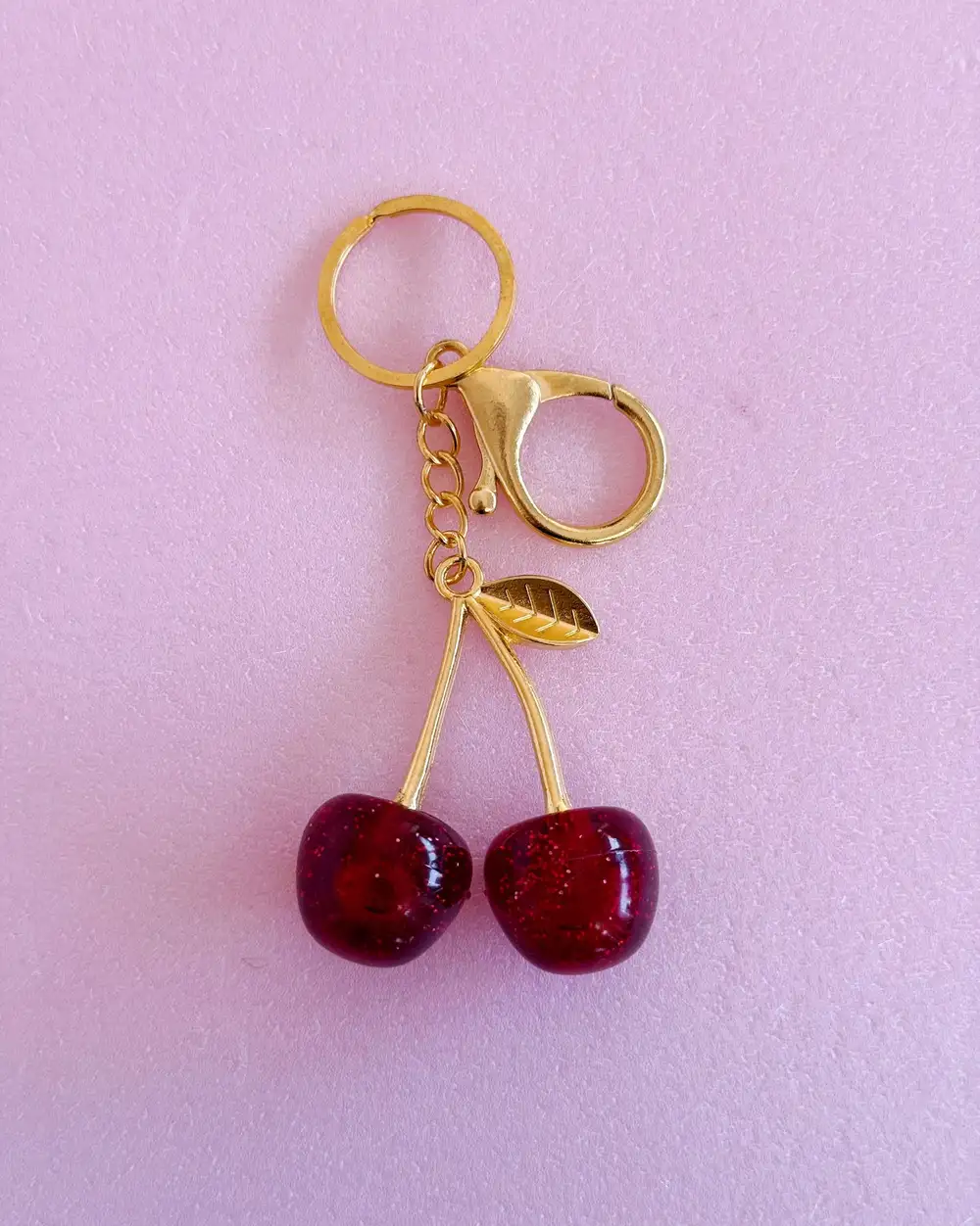 Kiraz Gold Charm Çanta Cherry Anahtarlık