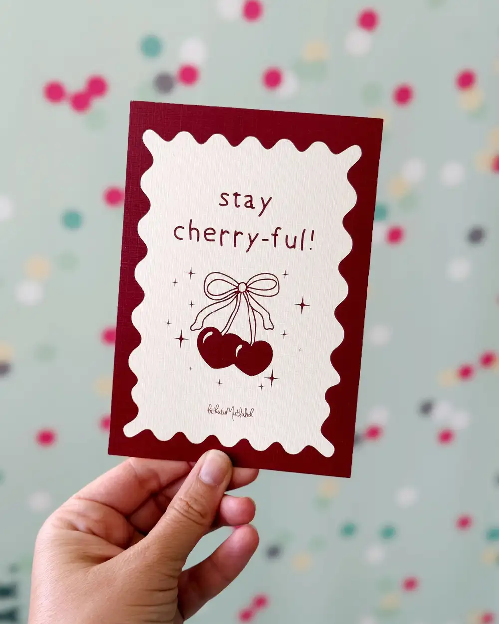 Stay Cherry-ful Motto Kartı Kartpostal