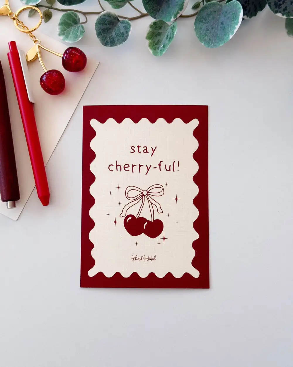Stay Cherry-ful Motto Kartı Kartpostal