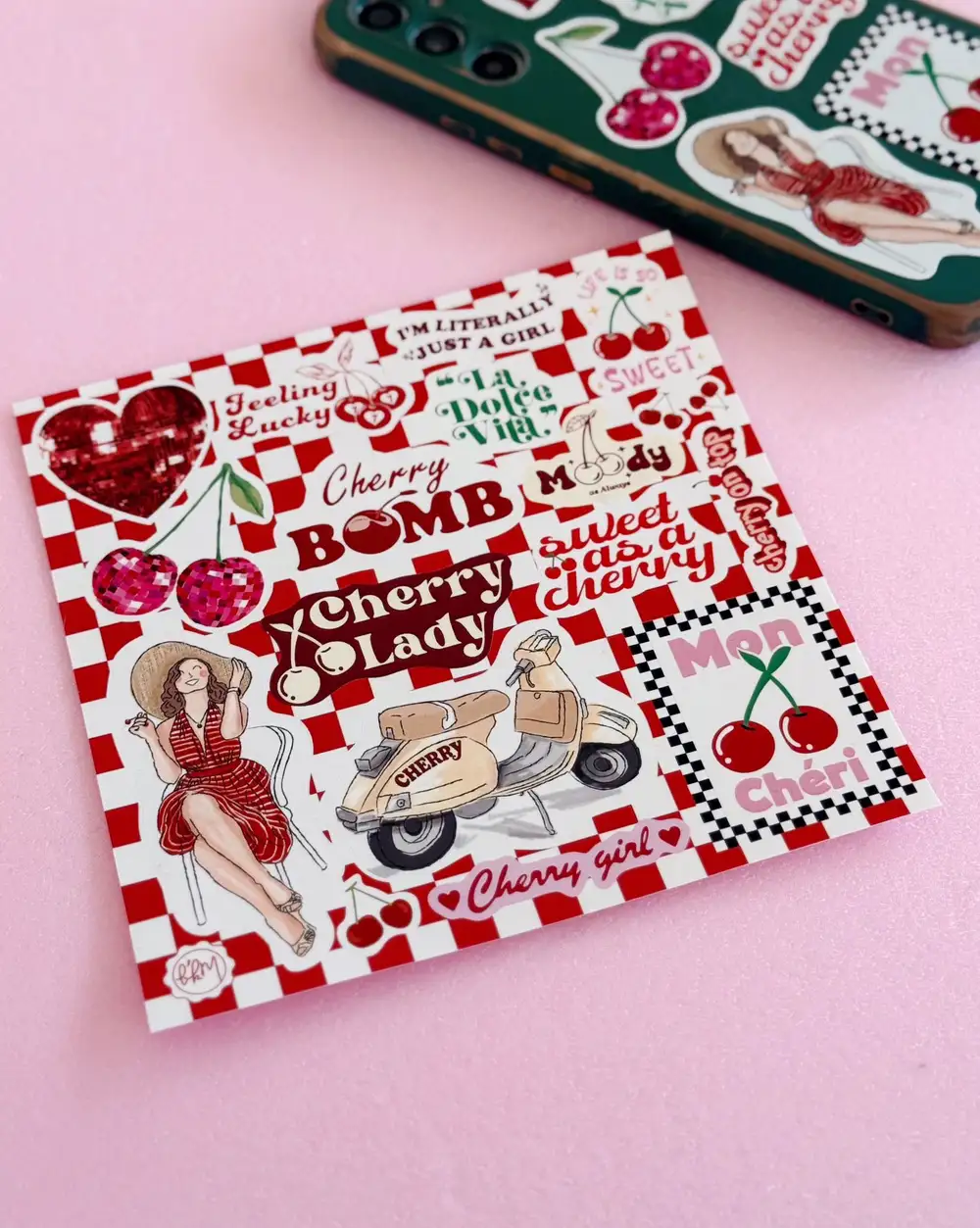 Cherry Vibes Kirazlı Sticker Seti