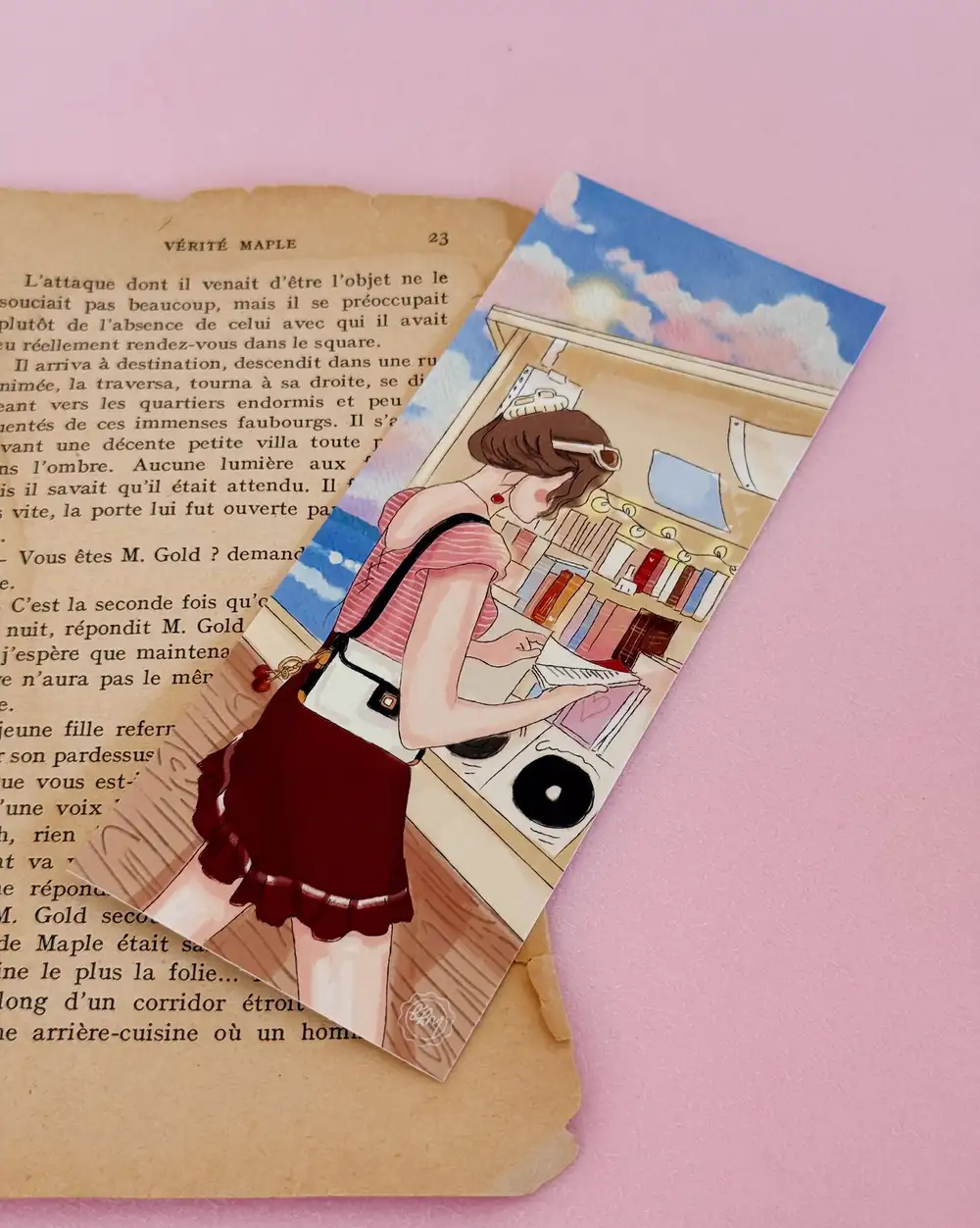 Cherry Lady Kız Çizimli Kitap Ayracı
