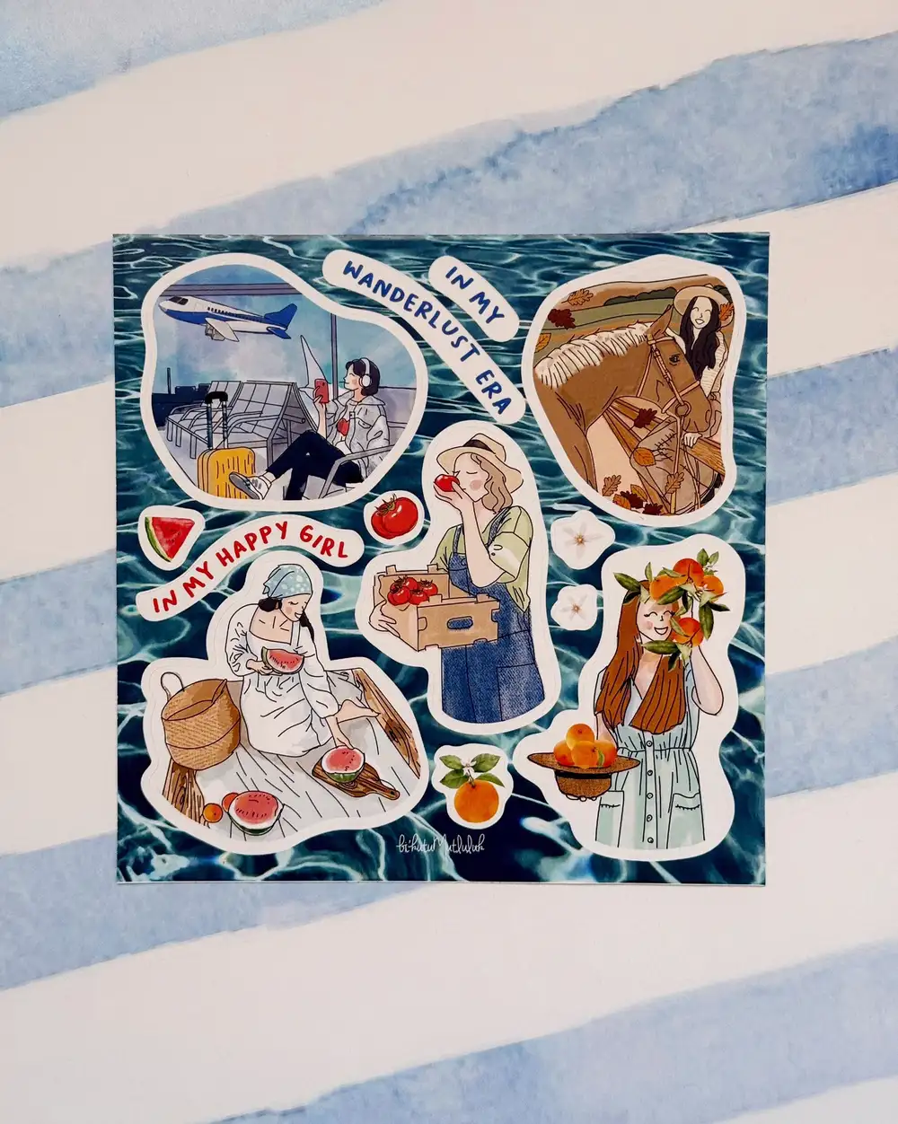 Bikutumutluluk Yaz Kızları Çizimli Sticker Seti