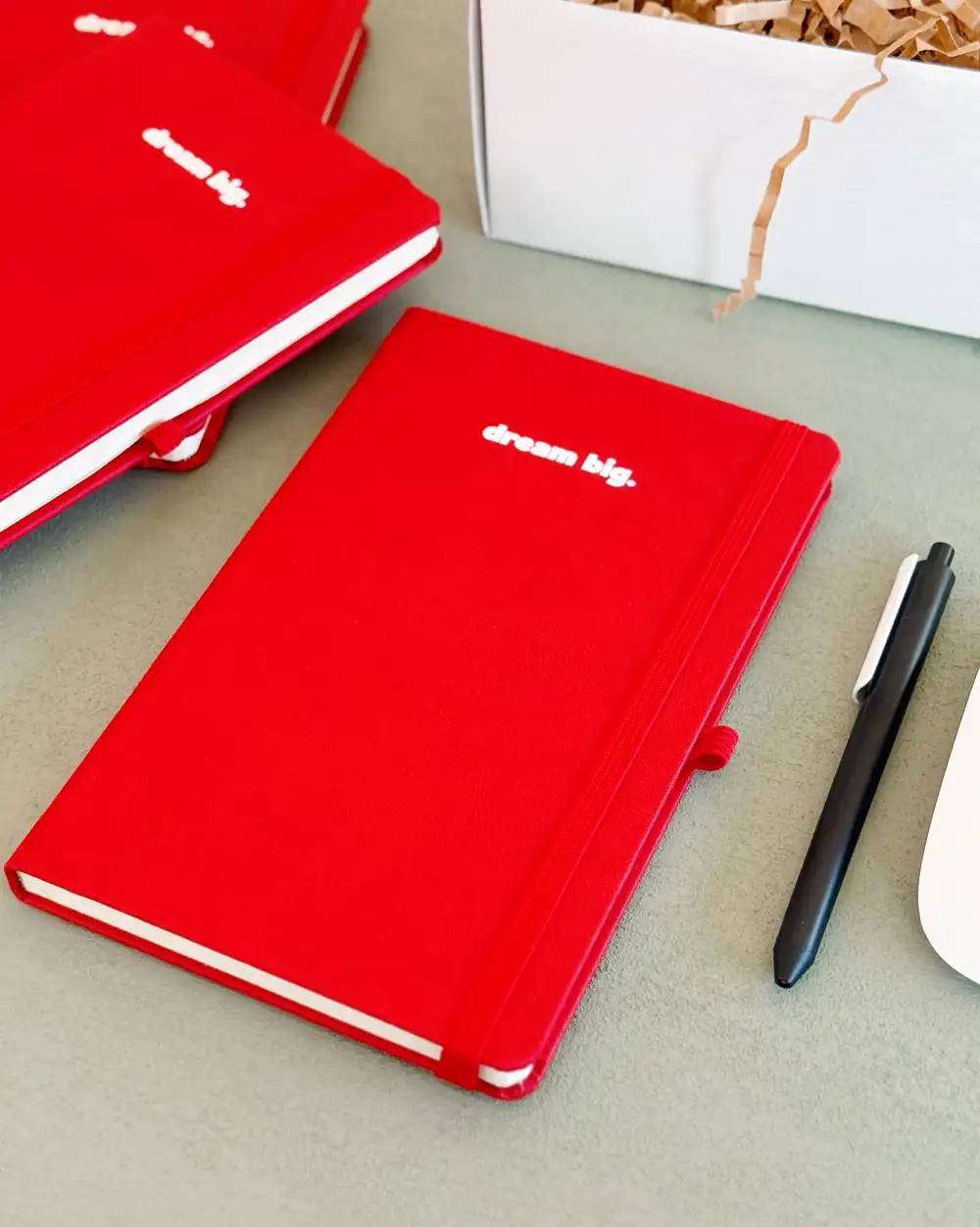 Dream Big Kırmızı Termo Deri Tarihsiz Çizgili Ajanda Defter