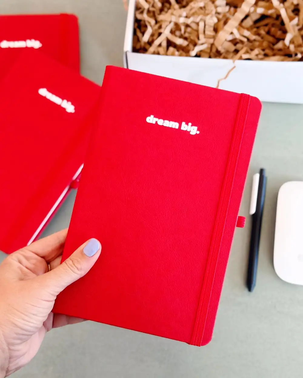 Dream Big Kırmızı Termo Deri Tarihsiz Çizgili Ajanda Defter