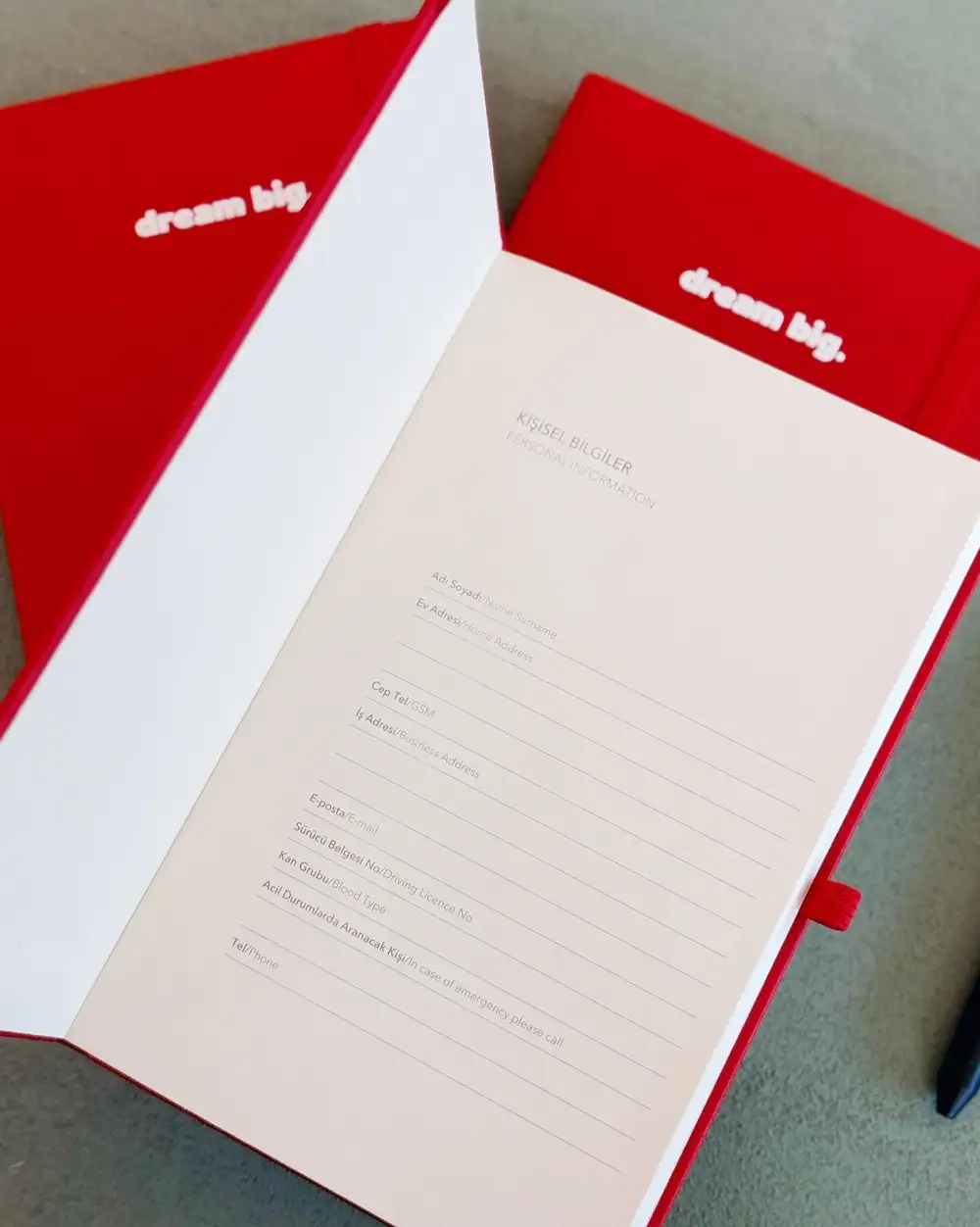 Dream Big Kırmızı Termo Deri Tarihsiz Çizgili Ajanda Defter