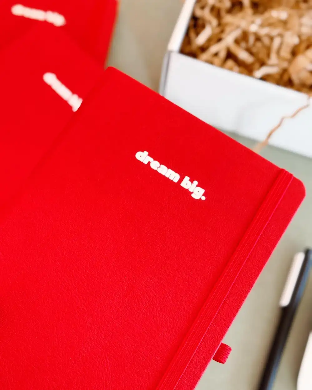 Dream Big Kırmızı Termo Deri Tarihsiz Çizgili Ajanda Defter