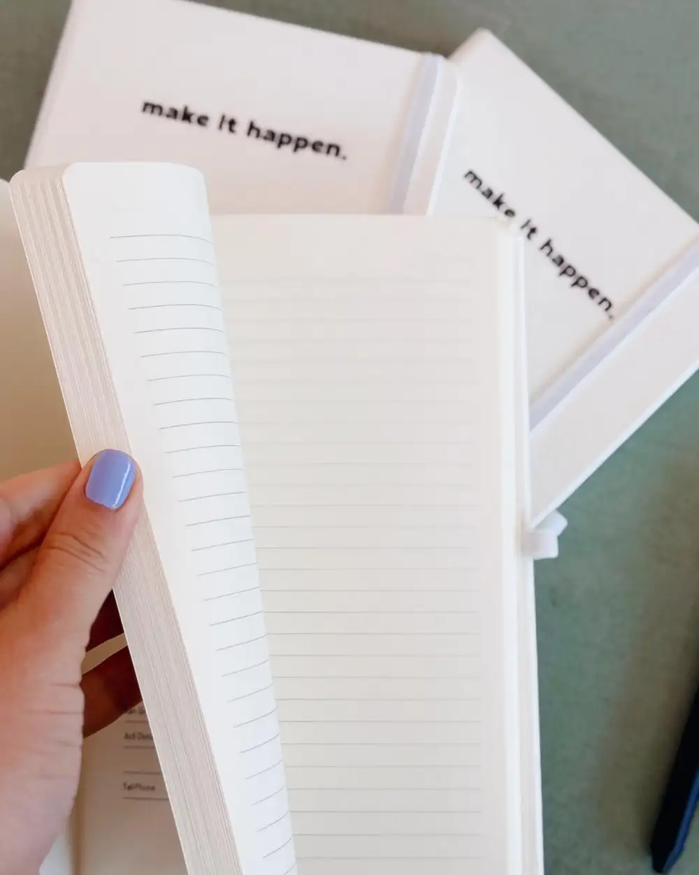 Make It Happen Beyaz Termo Deri Tarihsiz Çizgili Ajanda Defter