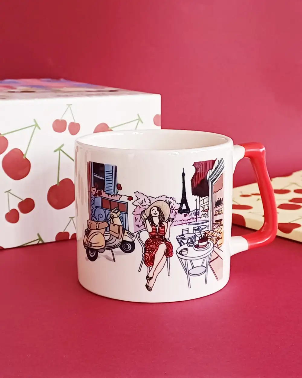 Cherry Lady Parizyen Kız Çizimli Kupa