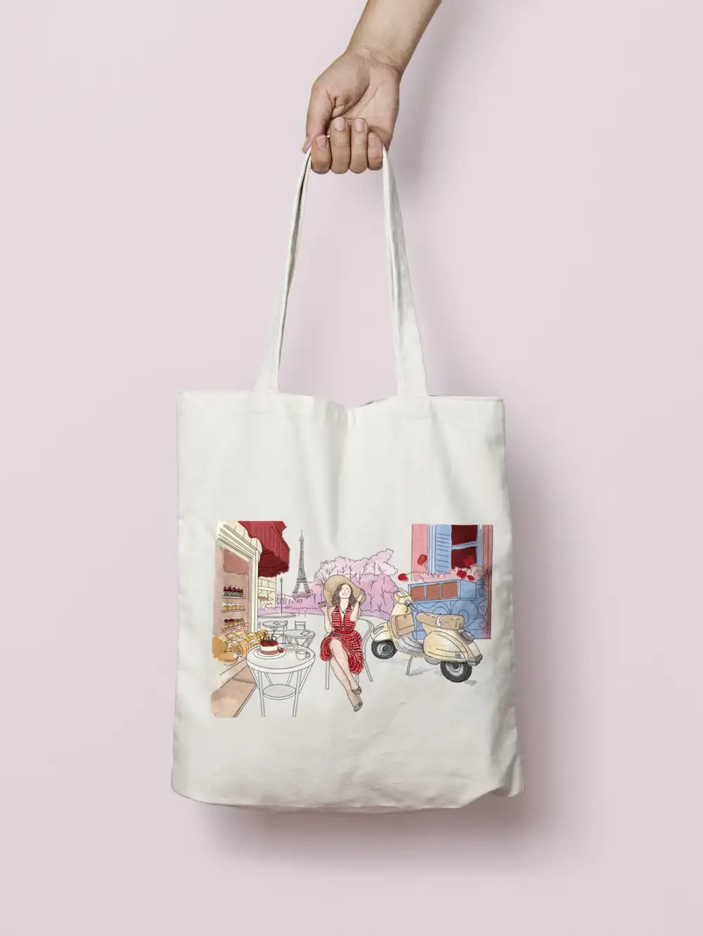 Cherry Lady Parizyen Kız Çizimli Bez Çanta