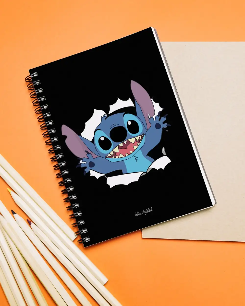N250 Stitch Çizimli A5 Spiralli Defter