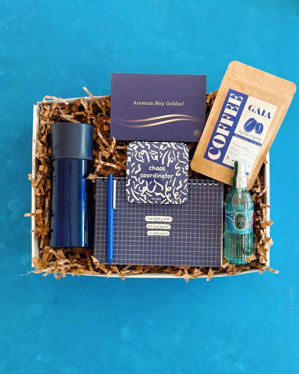 Termoslu Lacivert Welcome Kit Hediye Kutusu