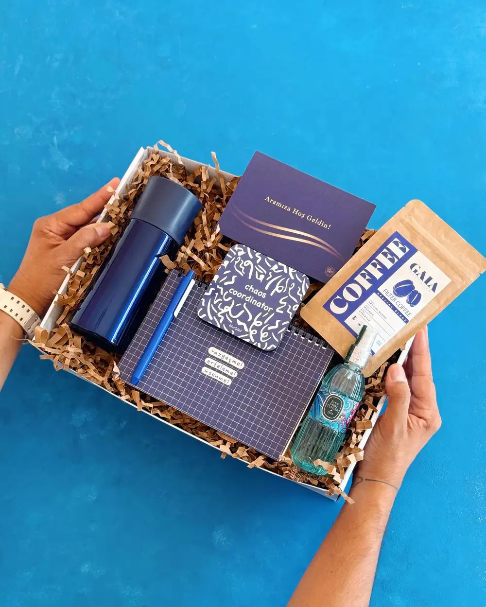 Termoslu Lacivert Welcome Kit Hediye Kutusu