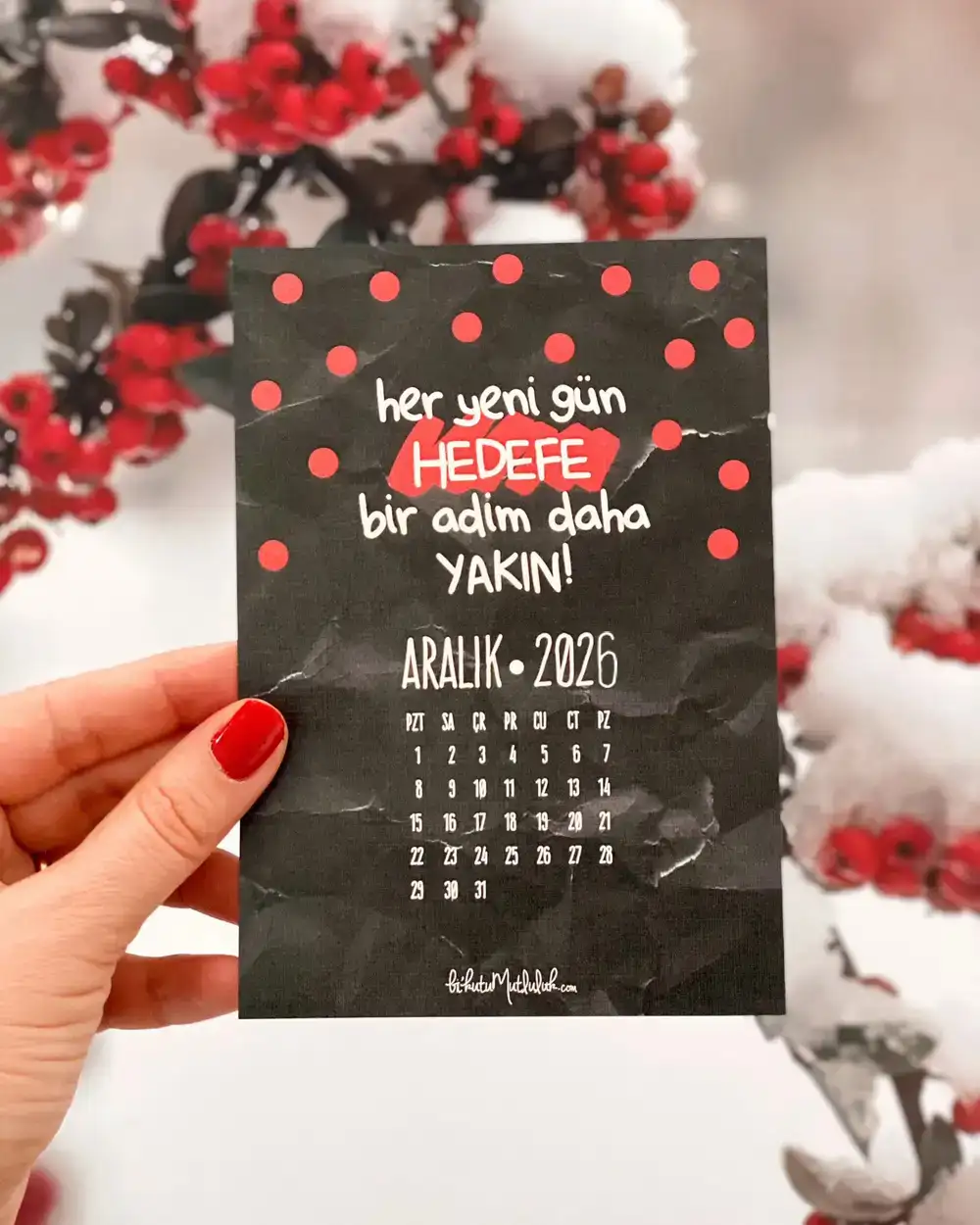 2026 Başarı Mottoları Siyah Masa Takvimi