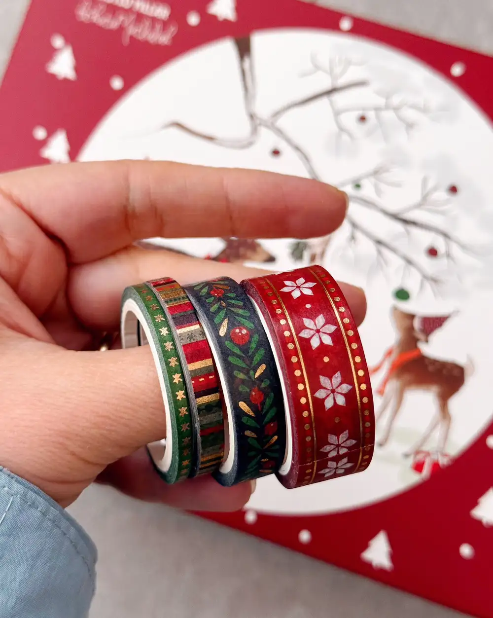 Yılbaşı Desenli Kağıt Bant 4lü Dekoratif Bant Washi Tape