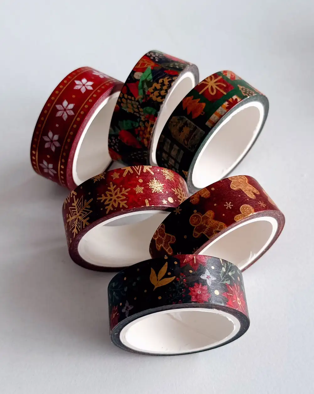 Yılbaşı Desenli Kağıt Bant 4lü Dekoratif Bant Washi Tape