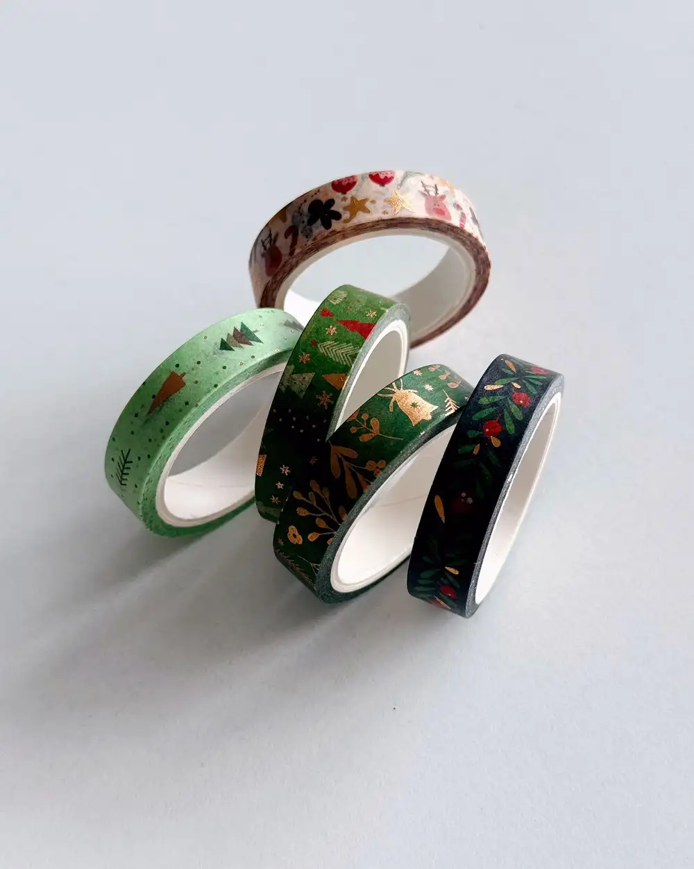 Yılbaşı Desenli Kağıt Bant 4lü Dekoratif Bant Washi Tape