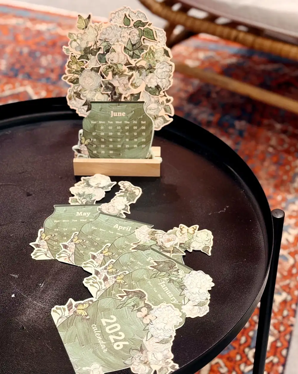 2026 Çiçekli Masa Takvimi Van Gogh Güller Vazoda Yeşil