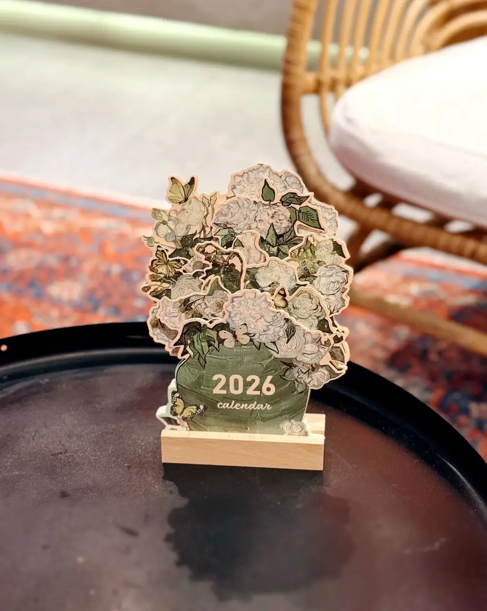 2026 Çiçekli Masa Takvimi Van Gogh Güller Vazoda Yeşil