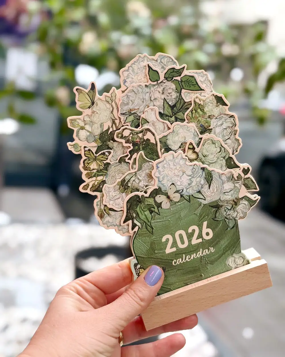 2026 Çiçekli Masa Takvimi Van Gogh Güller Vazoda Yeşil