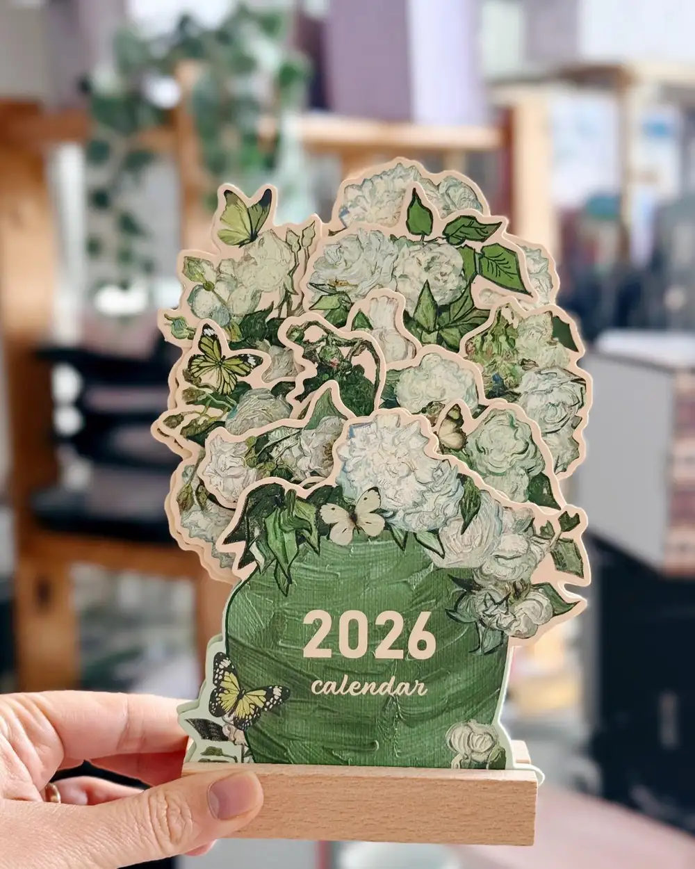 2026 Çiçekli Masa Takvimi Van Gogh Güller Vazoda Yeşil