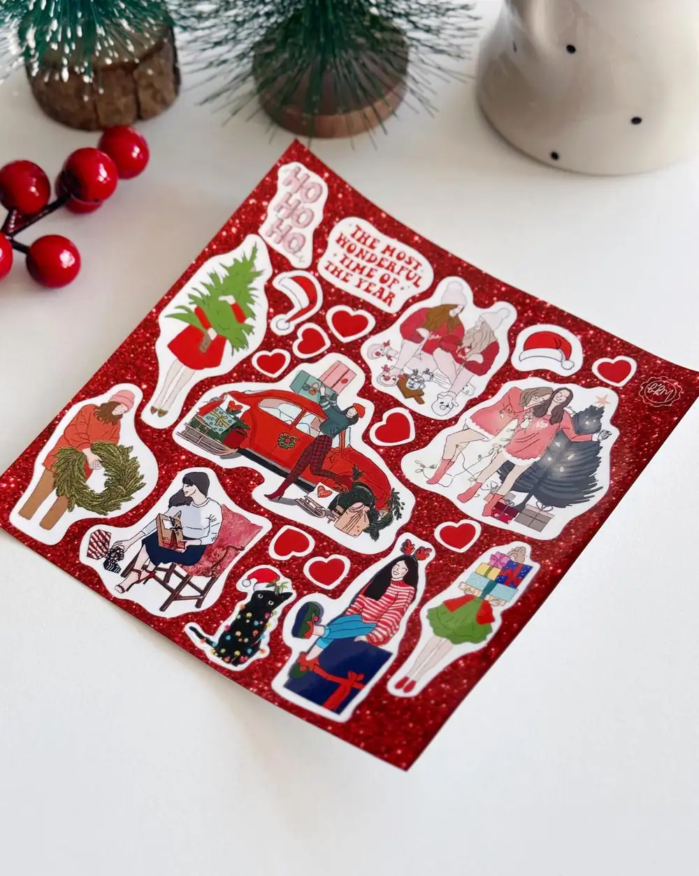 Bikutumutluluk Yılbaşı Kızları Çizimli Sticker Seti