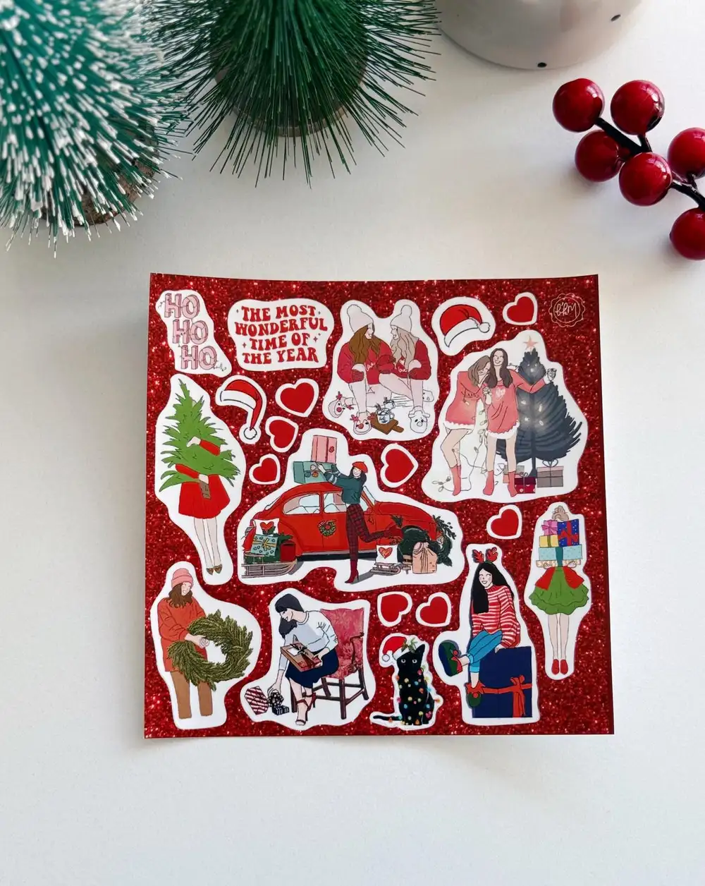 Bikutumutluluk Yılbaşı Kızları Çizimli Sticker Seti