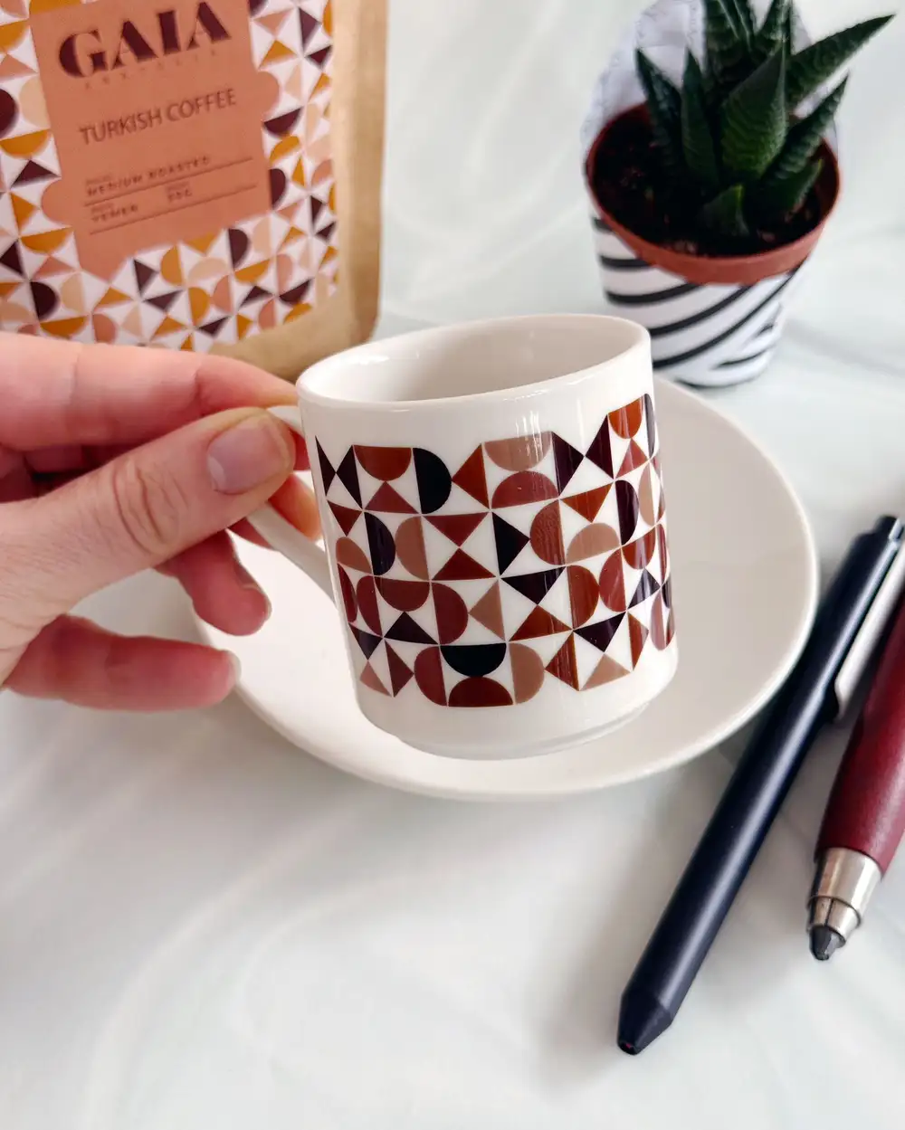 Geometrik Türk Kahvesi Fincanı