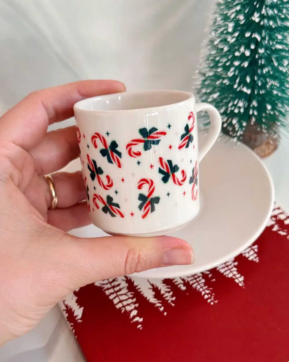 Baston Şeker Yılbaşı Türk Kahvesi Fincanı