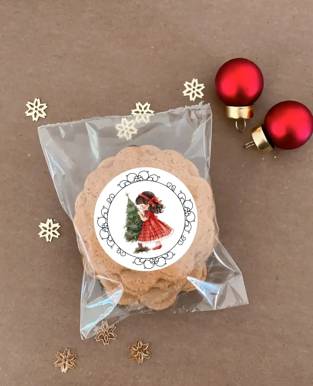 Zencefilli Tarçınlı Kağıt Kurabiye - Yılbaşı Hediyesi Vintage Kız