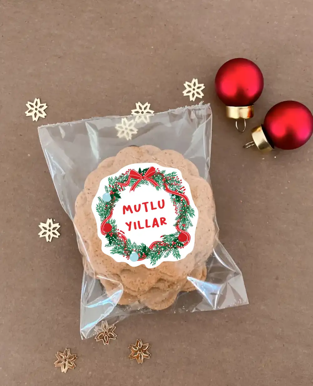 Zencefilli Tarçınlı Kağıt Kurabiye - Yılbaşı Hediyesi Çelenk