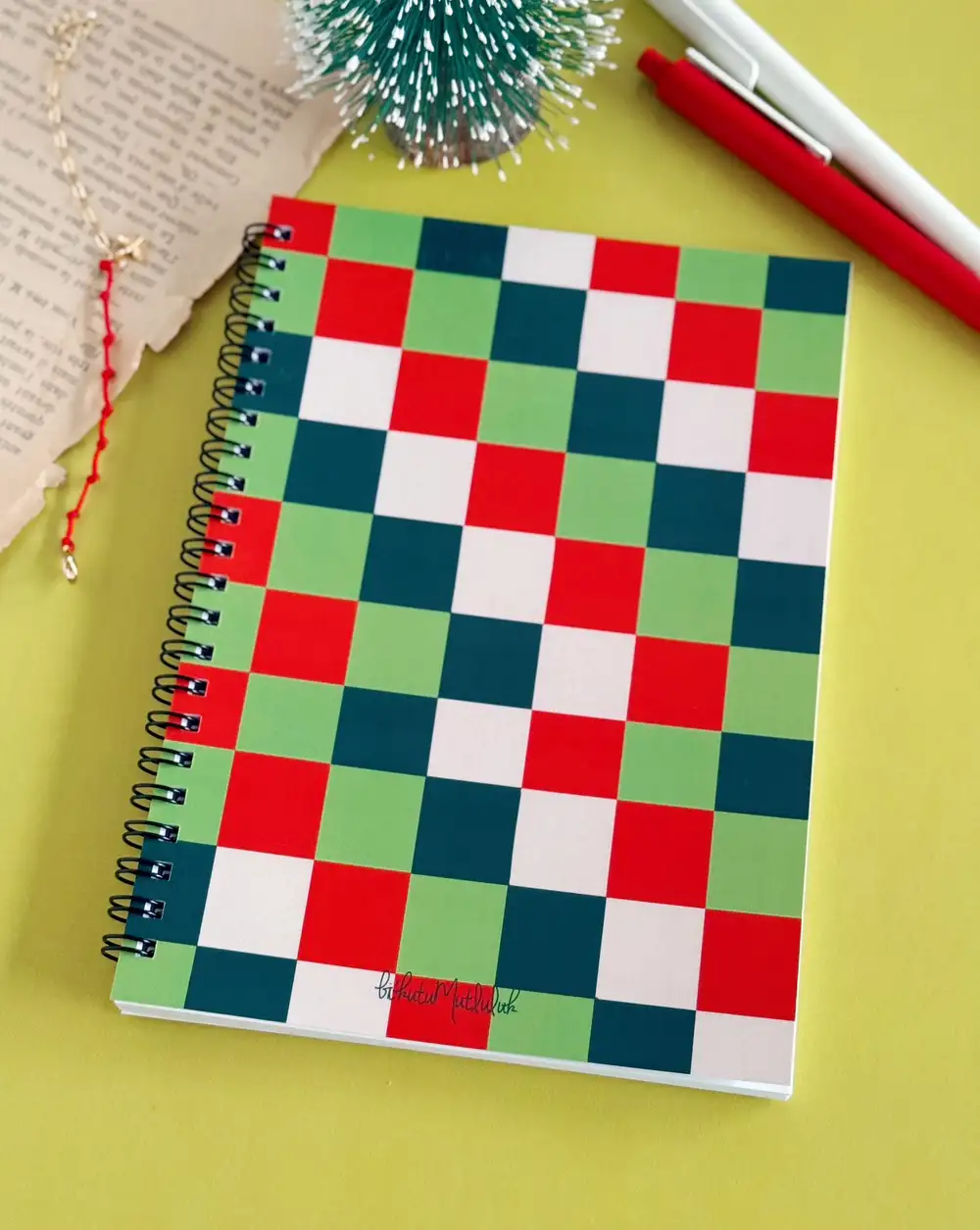N275 Damalı Yılbaşı Hediyesi A5 Spiralli Defter