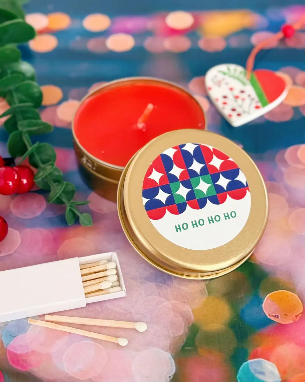 Ho Ho Ho Yılbaşı Metal Kutuda Hediyelik Mum