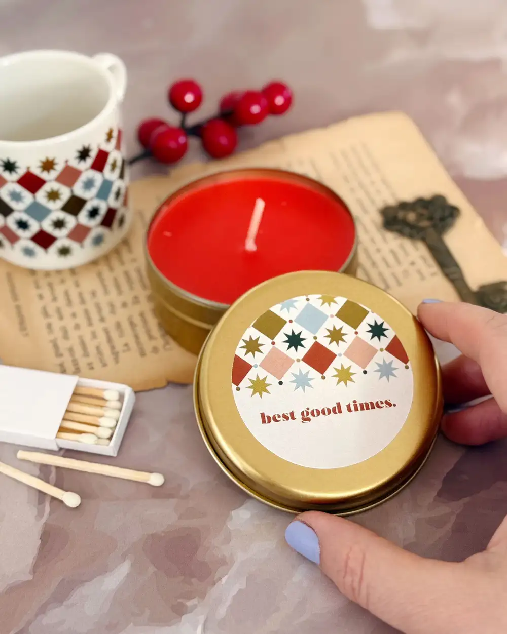 Bohem Metal Kutuda Hediyelik Mum