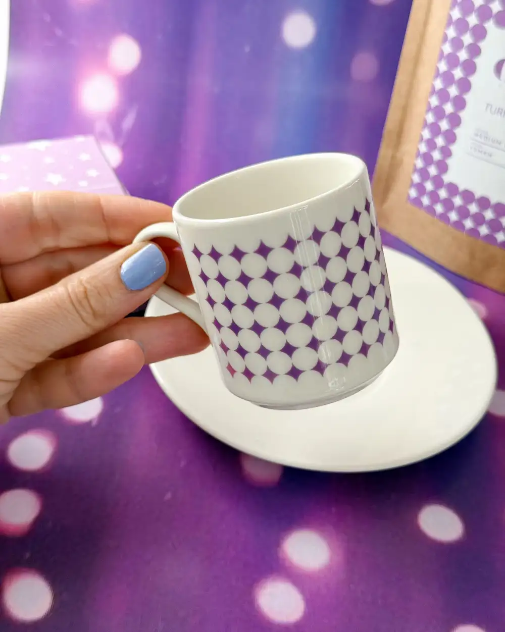 Sparkle Lilac Türk Kahvesi Fincanı