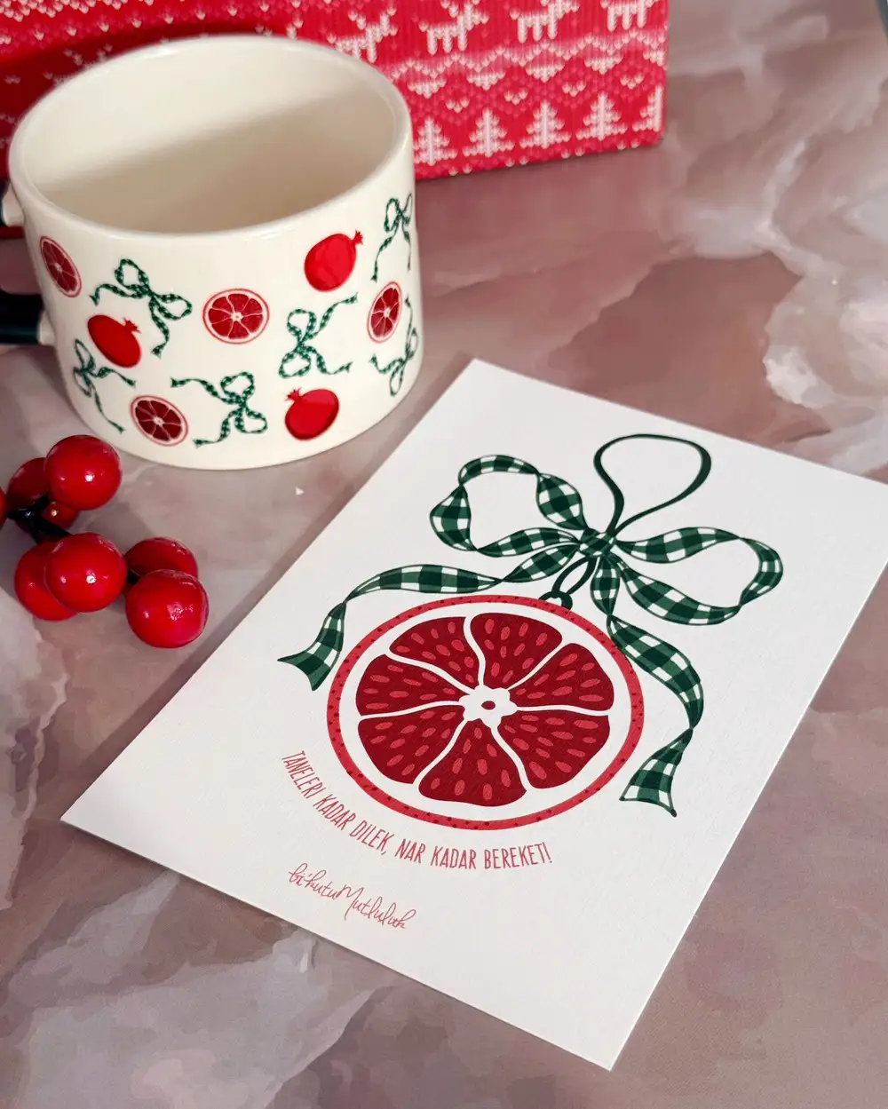 Nar Kadar Bereketli Yılbaşı Kartı