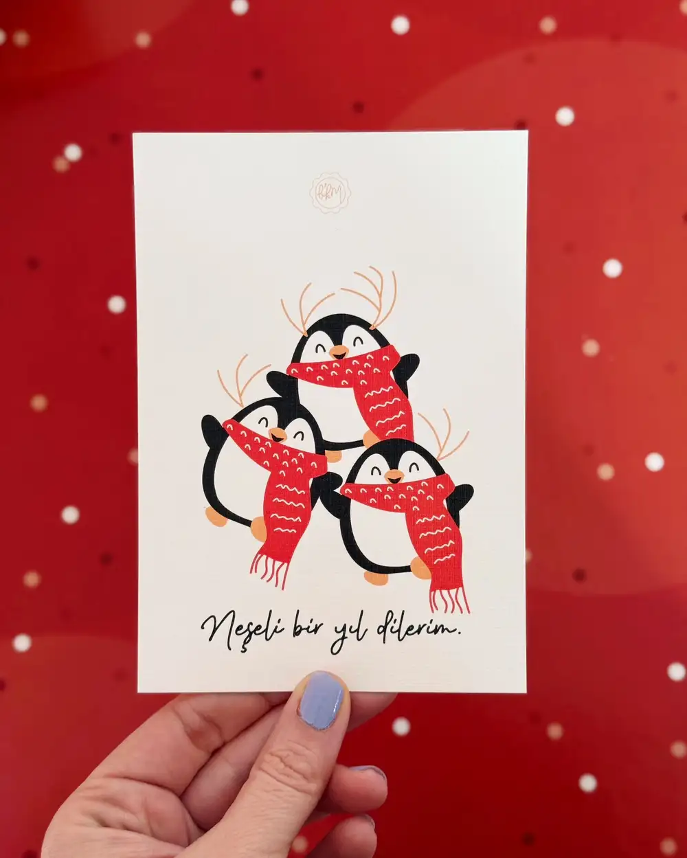 Neşeli Penguenler Yılbaşı Kartı