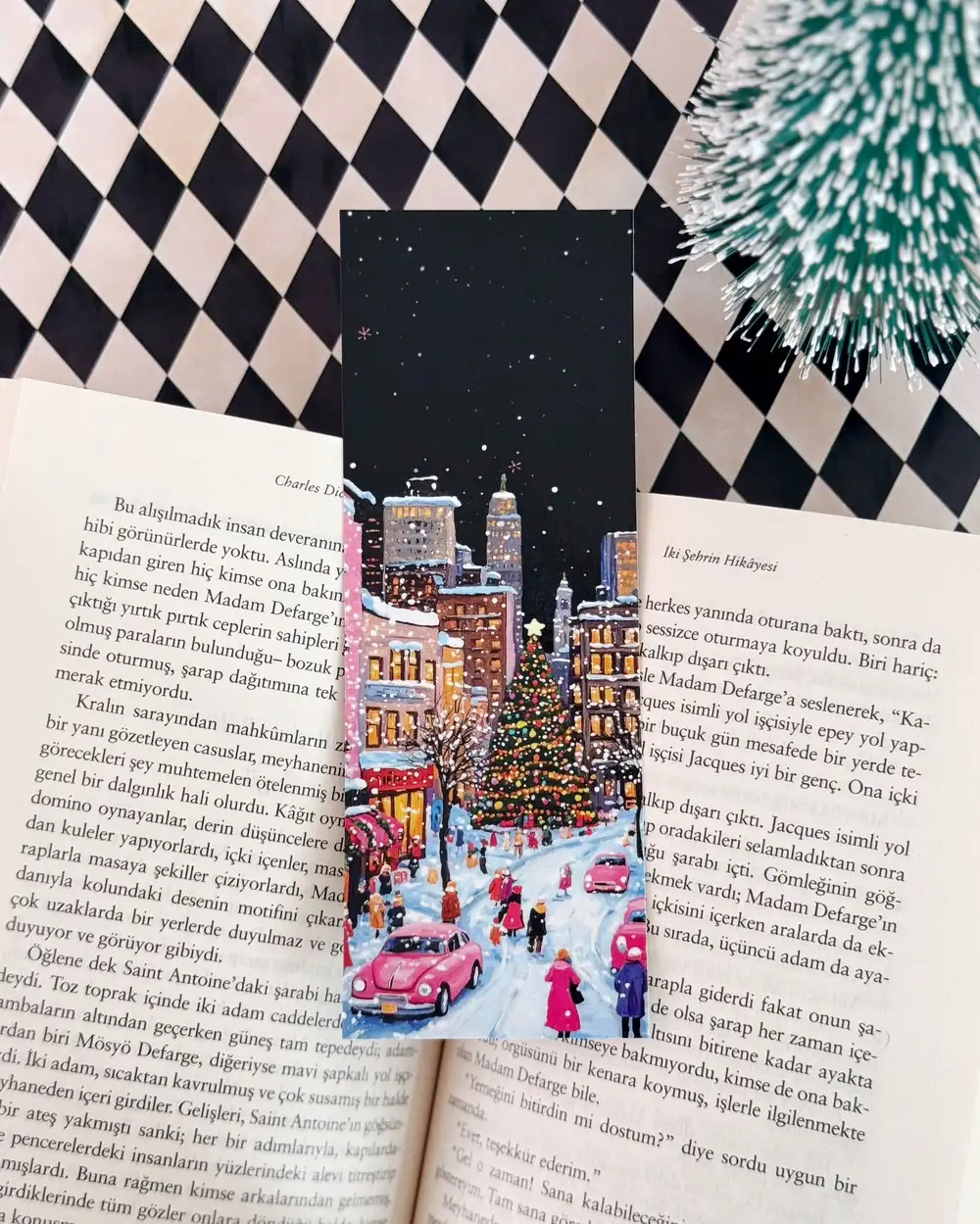 Vintage Karlı Yılbaşı Kitap Ayracı