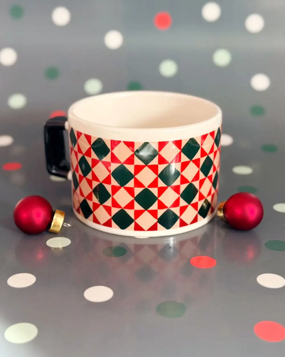 Karo Desenli Kupa Fincan