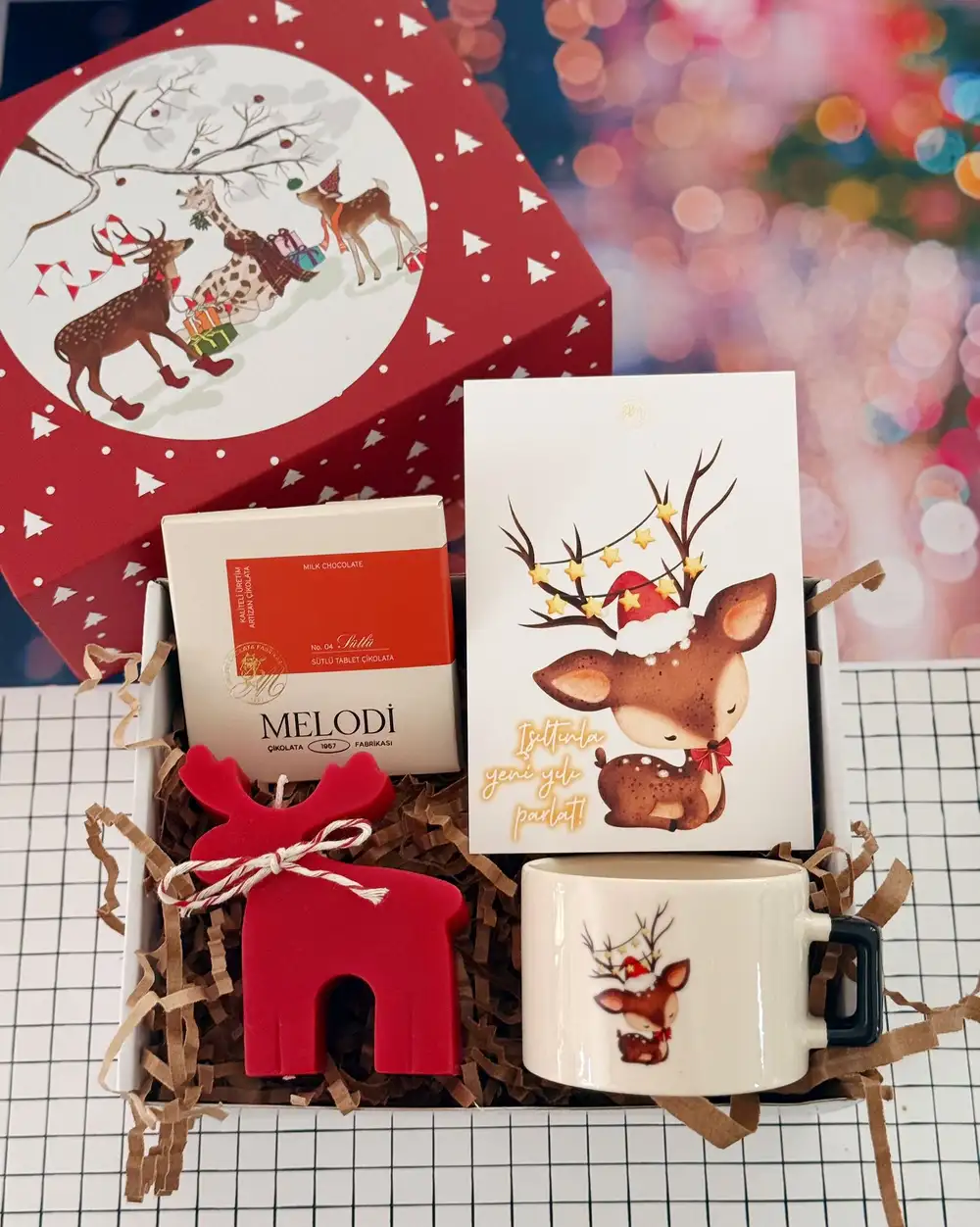 Geyikli Yılbaşı Hediye Kutusu