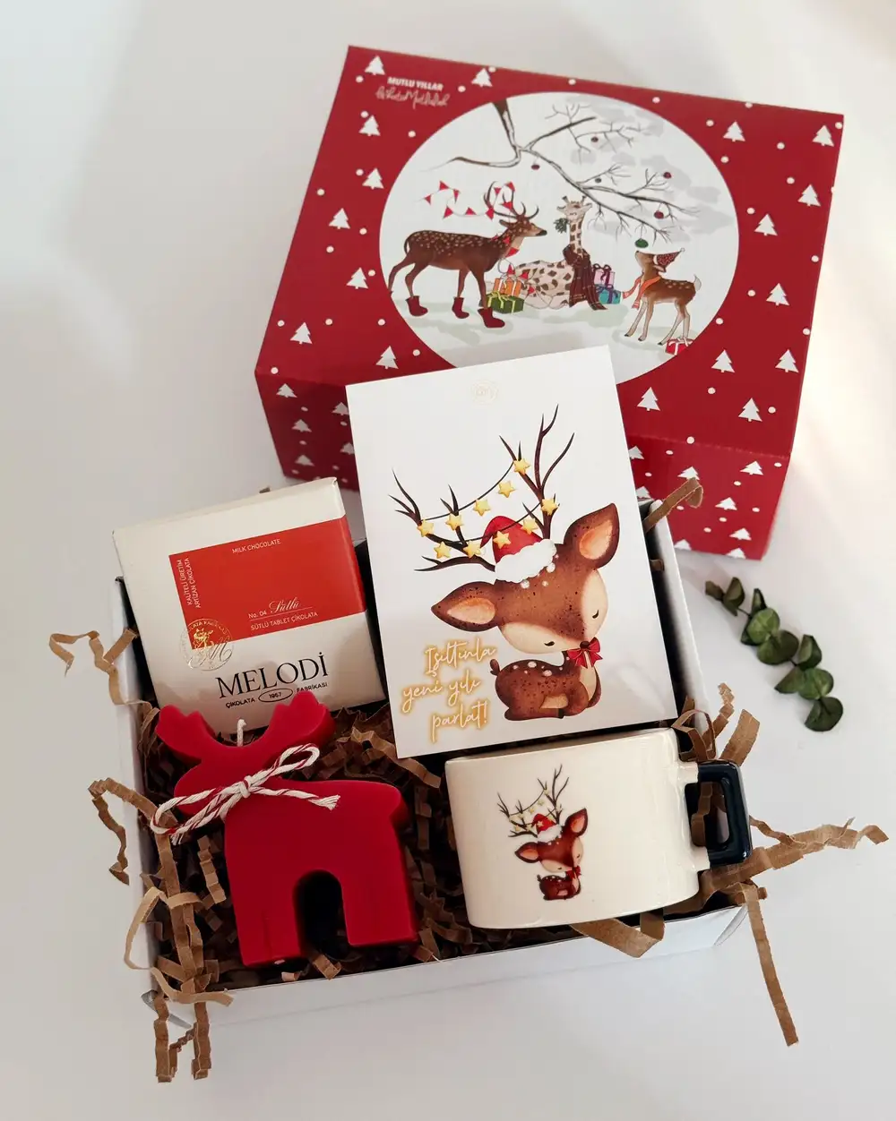 Geyikli Yılbaşı Hediye Kutusu