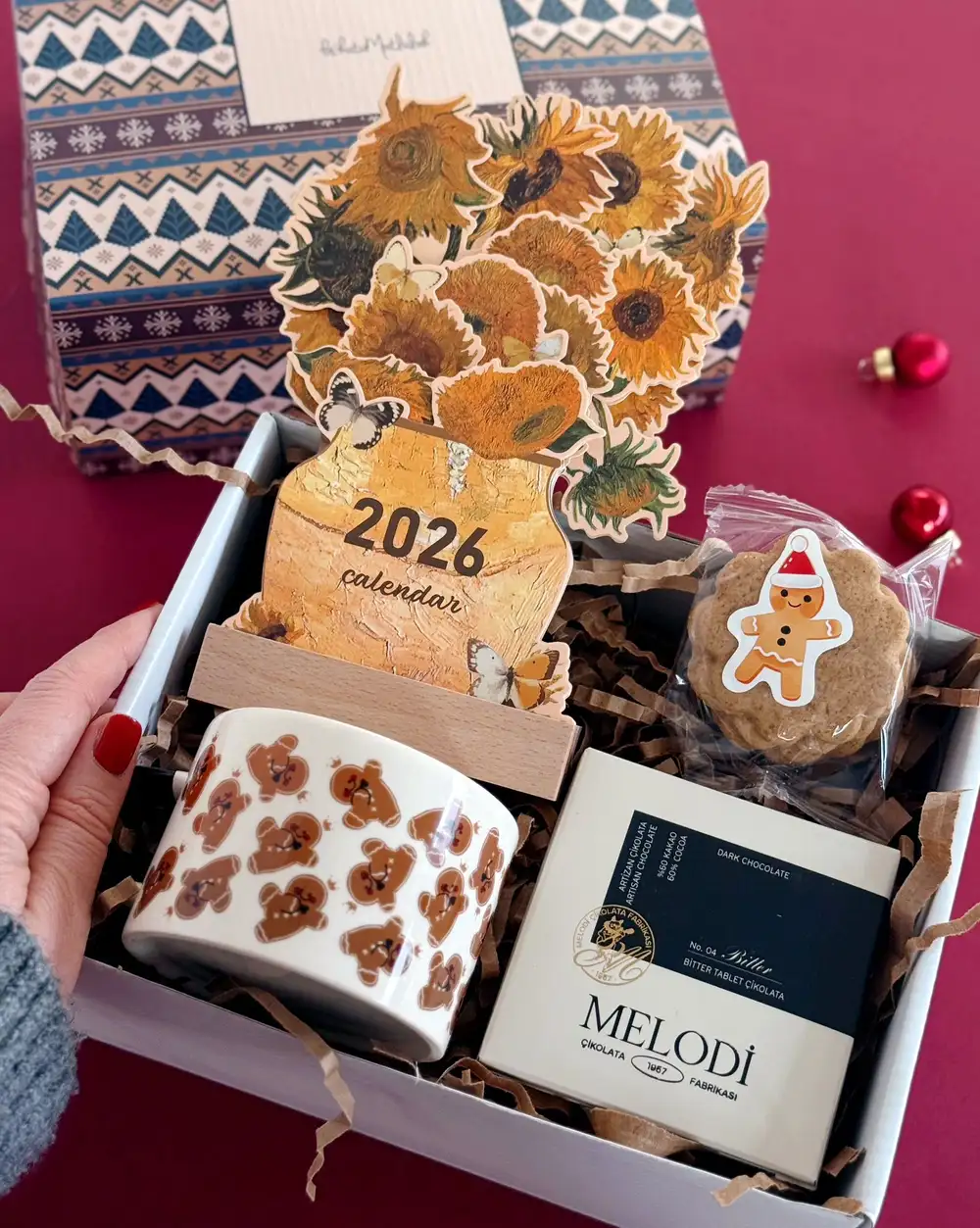 2026 Ayçiçeği Takvimli Yılbaşı Hediye Kutusu